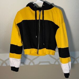 Women’s Yellow and Black Colorblock Hoodie - Size M